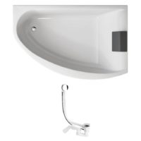 MIRRA ванна 170*110см асимметричная, правая, с ножками SN8, элементами крепления и подголовником + Viega Simplex сифон для ванны автомат 560мм
