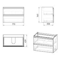 Volle 15-11-81 LEON комплект мебели 80см белый: тумба подвесная, 2 ящика + умывальник накладной