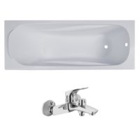 Volle TS-1570435+15192100 Комплект: FIESTA ванна 150*70*43,5см без ножек + ORLANDO смеситель для ванны, хром, 35мм