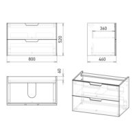 LIBRA комплект мебели 80см белый: тумба подвесная, 2 ящика + умывальник накладной арт 15-41-80
