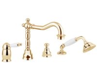 Смеситель для ванны (золото, белая пластиковая ручка) Oxford Bugnatese OXDO6355