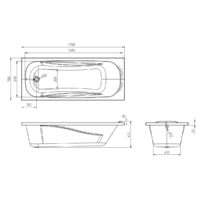 Ванна 170х70х43,5см без ножек и душевая система Volle Fiesta (set20210205)