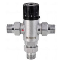 Клапан смесительный термостатический трехходовой 3/4′» (с накидн. гайками) KOER KR.1258 (KR2818)