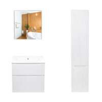 Комплект мебели для ванной Qtap Scorpio тумба с раковиной + зеркальный шкаф + пенал QT044SK42990