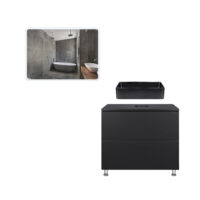Комплект мебели для ванной Qtap Tern тумба + раковина + зеркало QT044VI43016