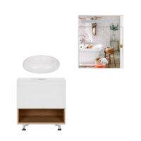 Комплект мебели для ванной Qtap Robin тумба + раковина + зеркальный шкаф QT044RO42975