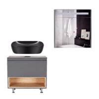 Комплект мебели для ванной Qtap Robin тумба + раковина + зеркальный шкаф QT044RO42982