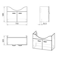 BUTTERFLY комплект мебели 75см, белый: тумба подвесная, 2 дверцы + умывальник накладной арт RZJ202