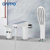 G1148 Смеситель на борт ванны врезной 3 элемента белый/хром Gappo Noar 1/3