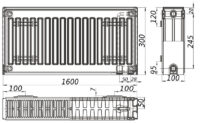 Радиатор стальной панельный KALITE 22 низ/справа 300х1600 (без INNER)